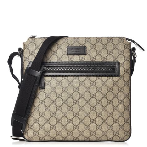 gucci flat messenger bag black|Gucci black monogram bag.